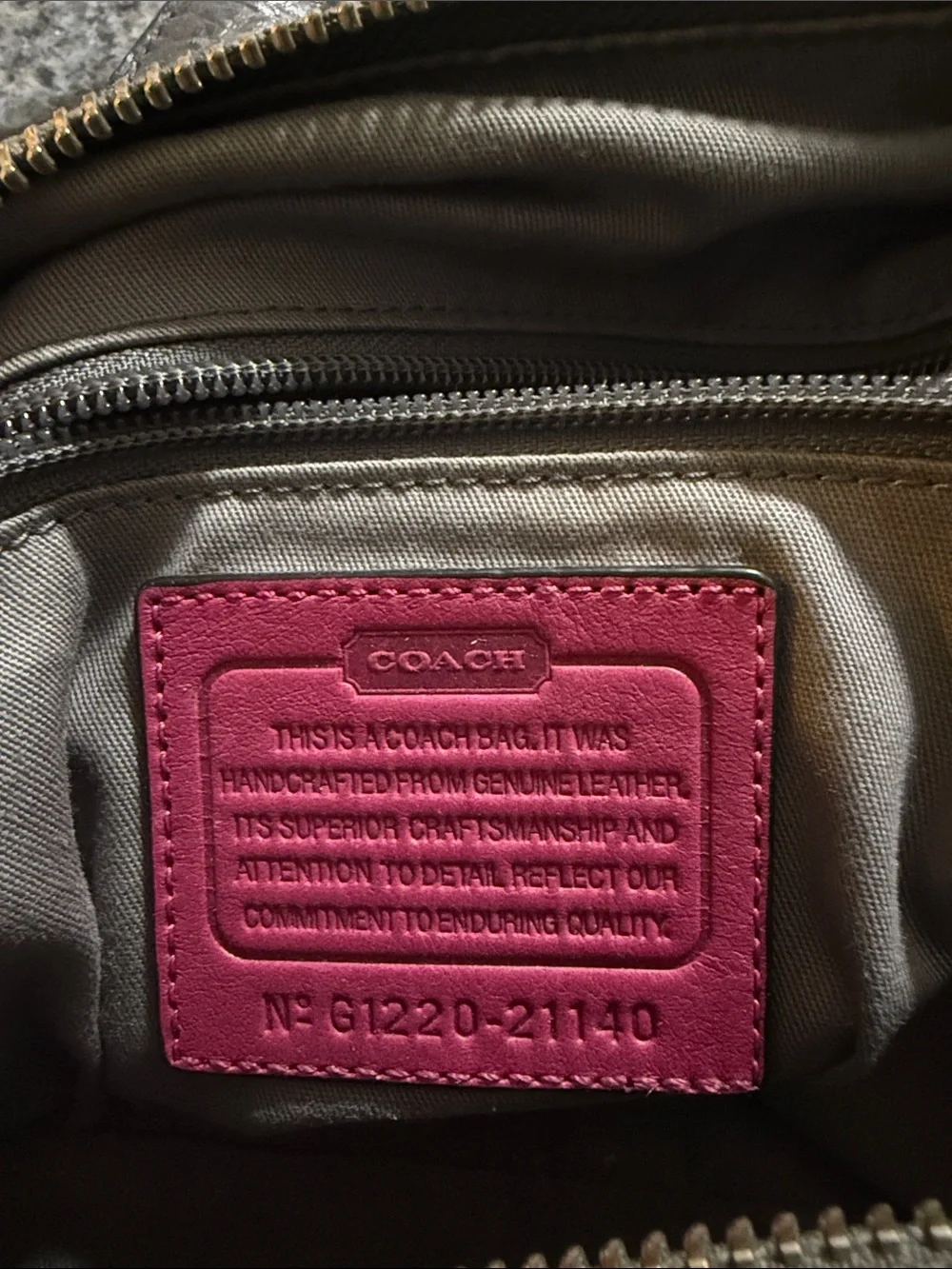 Coach Black Leather Satchel with Pink Tassel and Zipper Trim